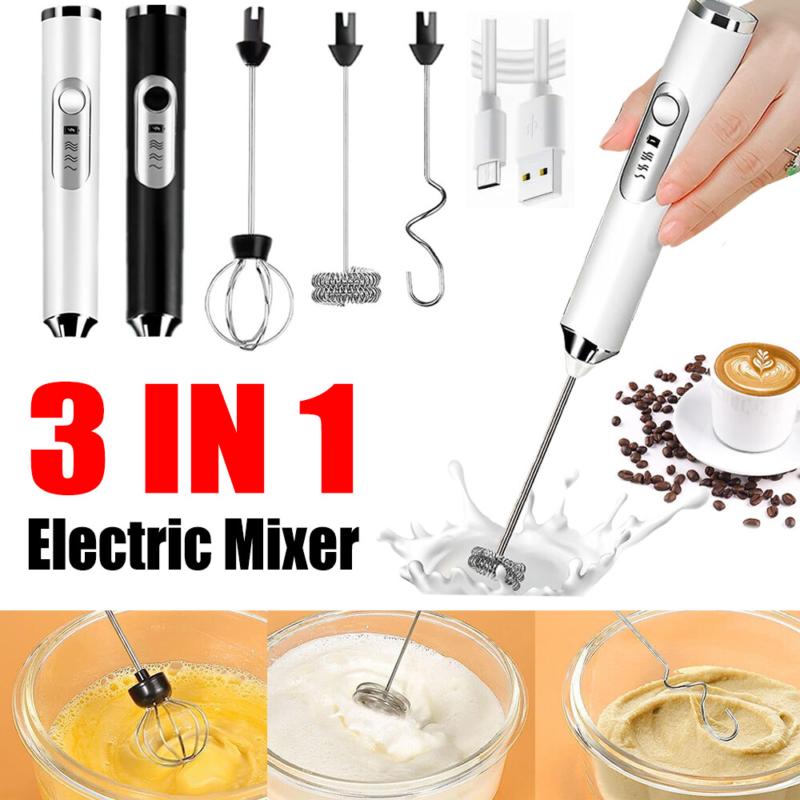 ⭐[Delivery In 2-3 Days]⭐Rechargeable Electric Milk Coffee Frother Whisk Egg Beater Handheld Frappe Mixer 1