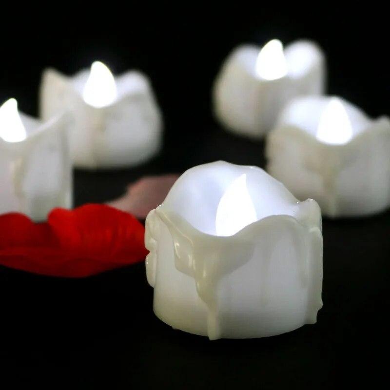 6/12Pcs Flickering LED Candles Warm White/Yellow Electric Candle Flameless Tealights for Wedding Valentine's Day Decoration 6