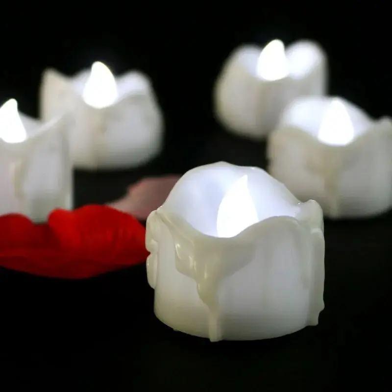 6/12Pcs Flickering LED Candles Warm White/Yellow Electric Candle Flameless Tealights for Wedding Valentine's Day Decoration 6