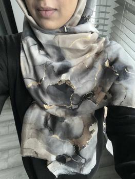 Product Review of Soft Marble Effect Scarf - Cotton Blend, Foiled Pattern and Frayed Edges scarves women from S**9 0