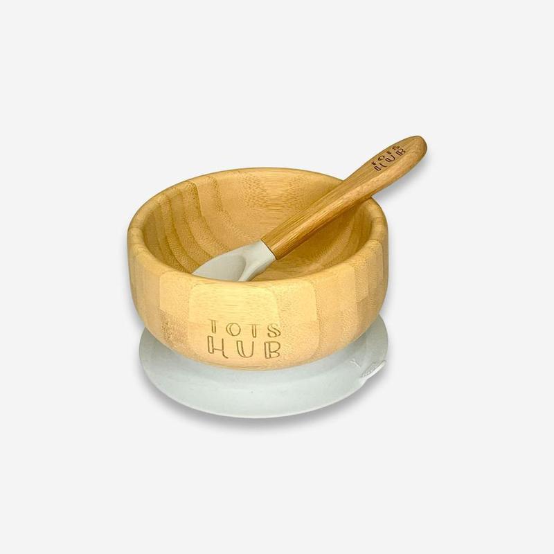 Bamboo Suction Bowl & Silicone Baby Spoon 2