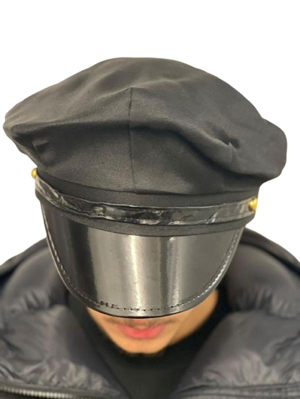 Adults Black Peaked Chauffeur Hat Limo Taxi Driver Fancy Dress Party Hat 2