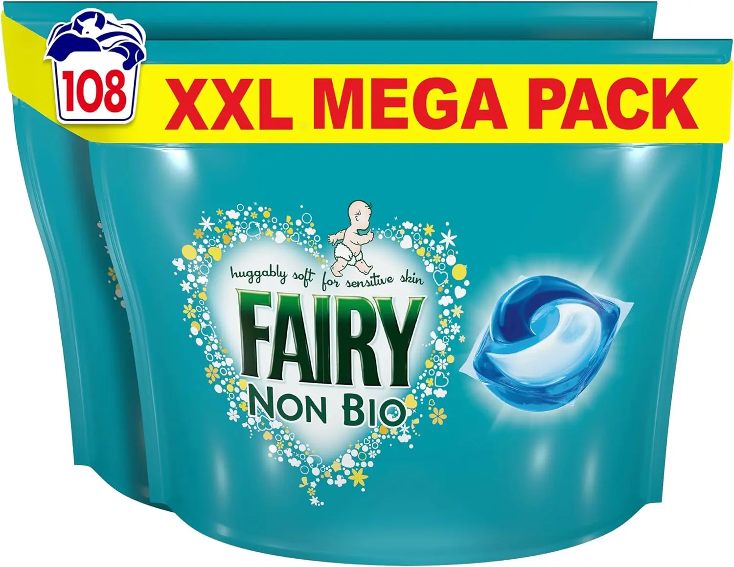 All-in-1 PODS Laundry Detergent Washing Liquid Tablets/Capsules, 108 Washes (54x2) For Sensitive Skin