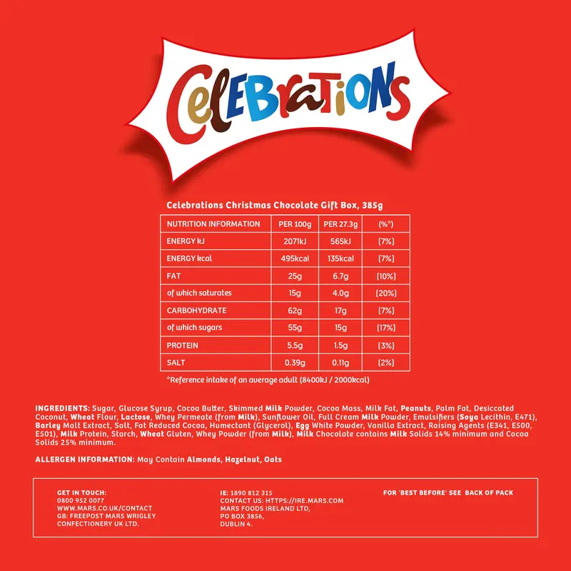 Celebrations Milk Personalised sleeved Chocolate Gift Box of Mini Chocolates & Biscuit Bars Centerpiece 385g Snack Dessert 7