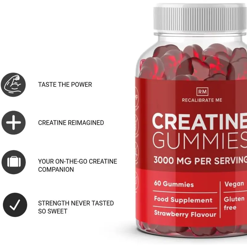 Creatine Gummies 3000mg (Strawberry Flavour) -  Creatine Monohydrate Fitness Supplement 1