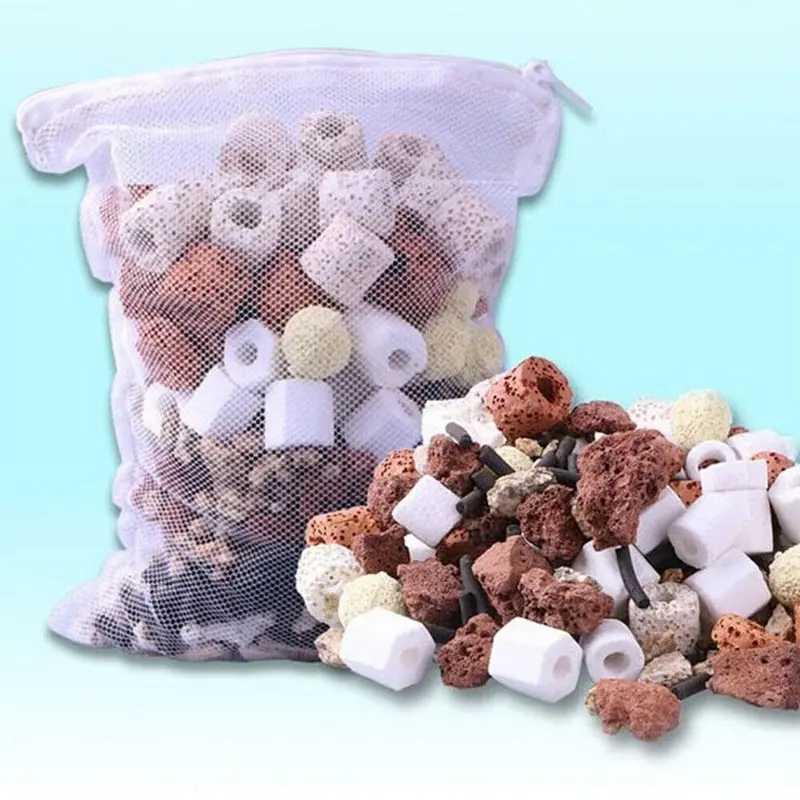 1-10x Nylon Mesh Zip Net Bag Aquarium Fish Tank Pond Filter Supplies Media Tool 3
