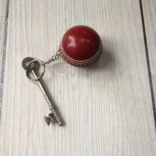 Cricket Ball Keyring - Perfect for Cricket Fans - Supplied in Navy Blue Pouch