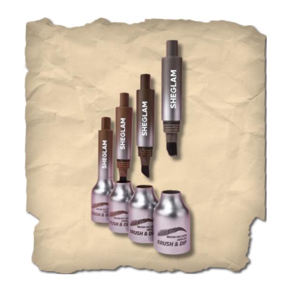 SHEGLAM Brow-Fection Angled Brush & Dip, For Sparse Brows, Hair-Like Strokes Liquid Eyebrow Gel Pen, Easy Coloring, Long-Lasting, Quick-Drying, Natural Shaping, Outlining & Filling Eyebrow Cosmetic Makeup, Aubrun strong 3