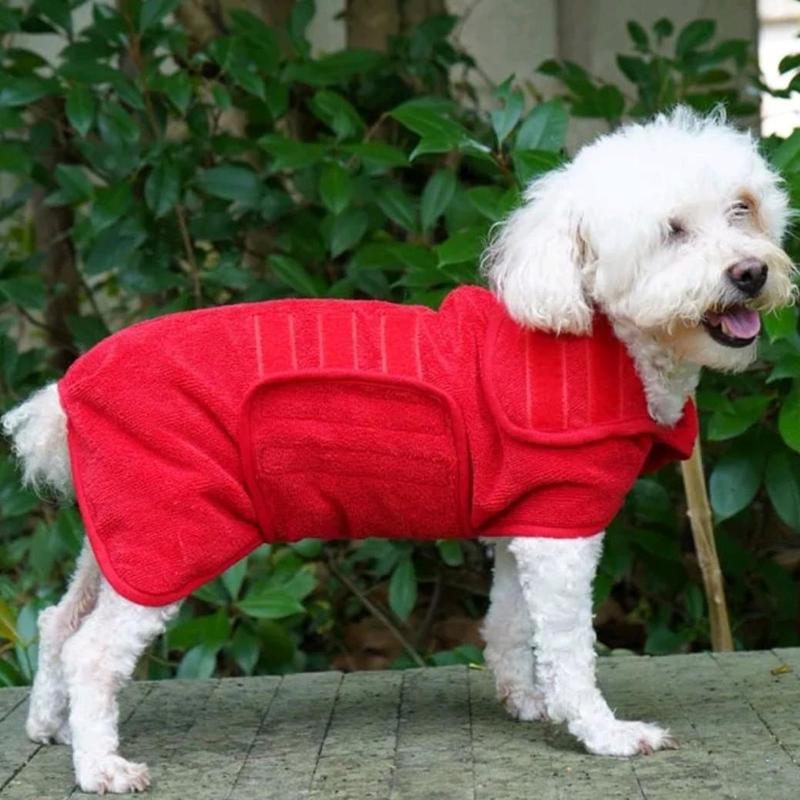 Dog Robe for Bathtime Drying and Travel Towel for All Size Dogs in 2 Colours Blue and Red bathrobe 8