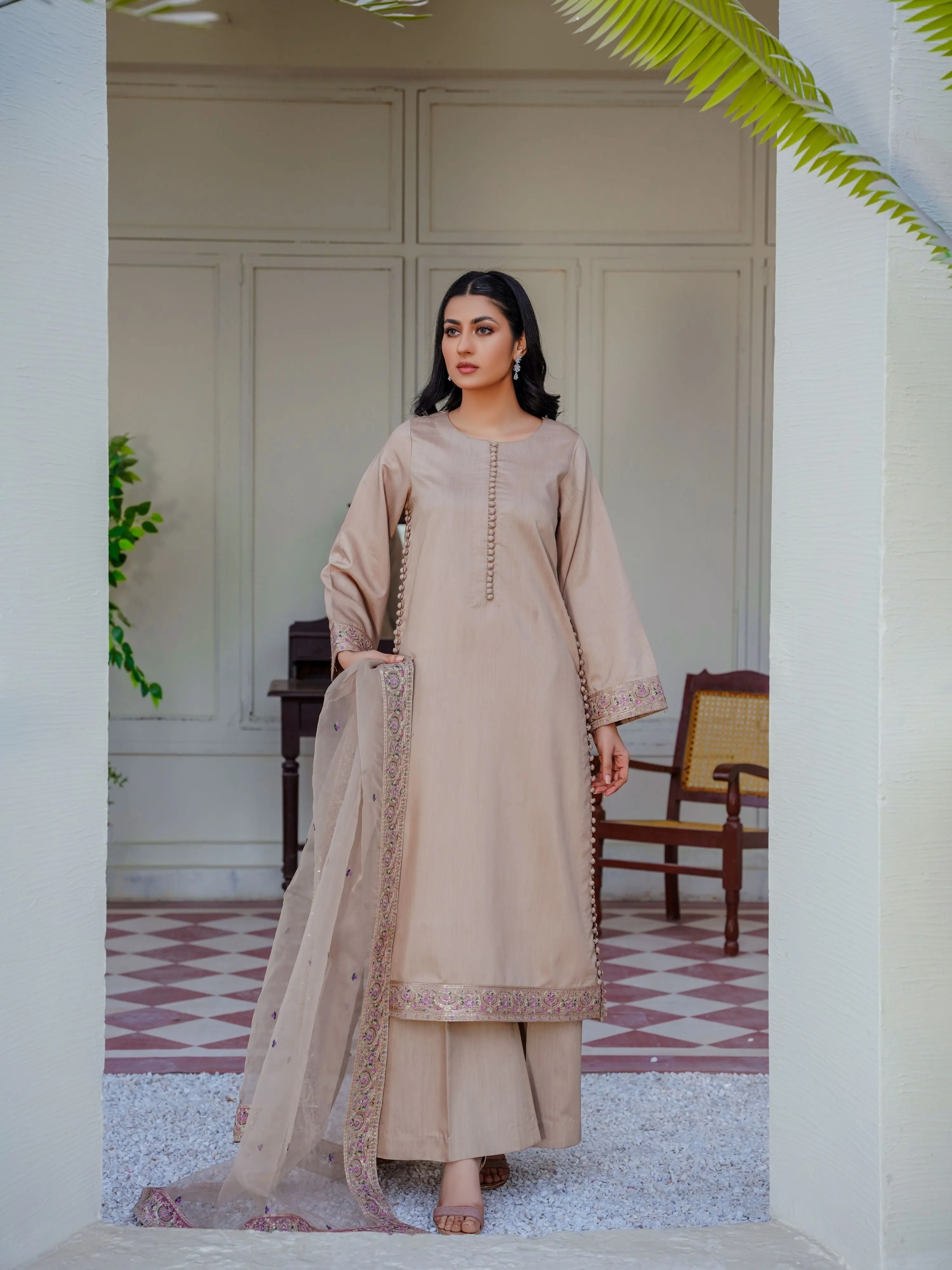 NUR-EV10 EID Viscose PRET 3PCs Embroidered Dress