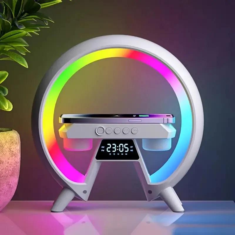 LED Smart Wireless Charger Clock Alarm Night Light Lamp Bluetooth Speaker RGB Audio USB Charging Rechargeable Button Computer chargers   Smartphone 7