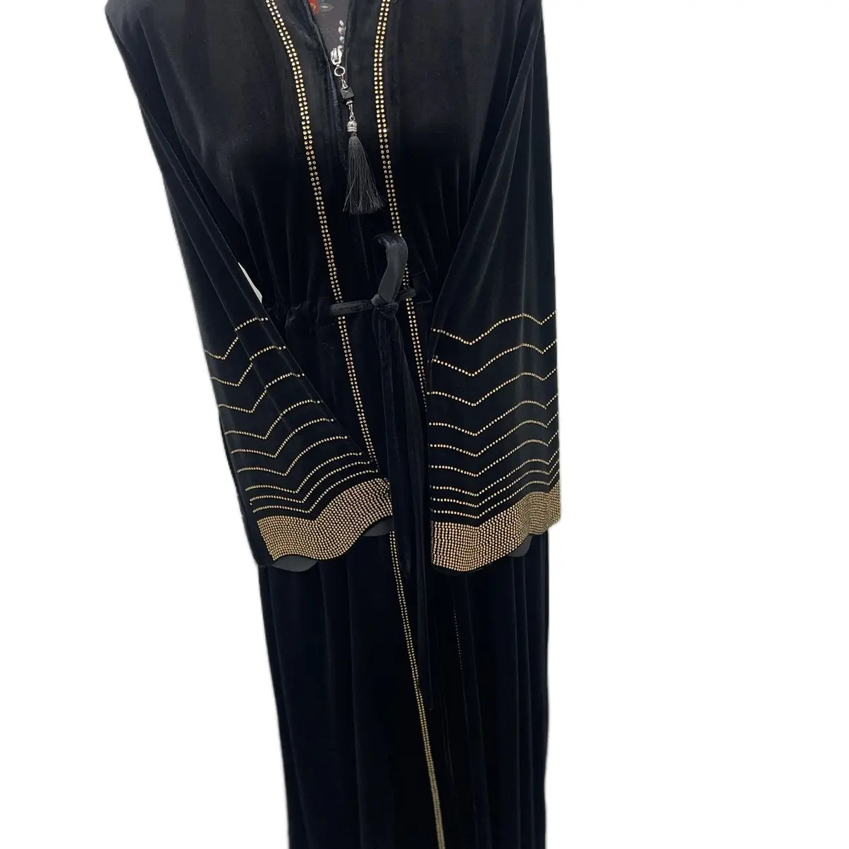 Velvet Turkish Abaya F for Women - Traditional Islamic Clothing