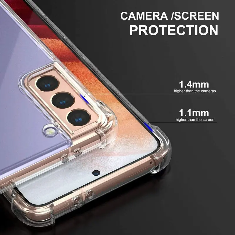Bumper Case Shockproof Protective Clear Back Phone Protection Cover for Samsung Galaxy S24 Ultra, S24 Plus, S24, S24 FE, S23 Ultra, S23 Plus, S23, S22 Ultra, S22 Plus, S22, S21 Ultra, S21 Plus, S21, S21 FE, S20 FE, S20 Plus 6