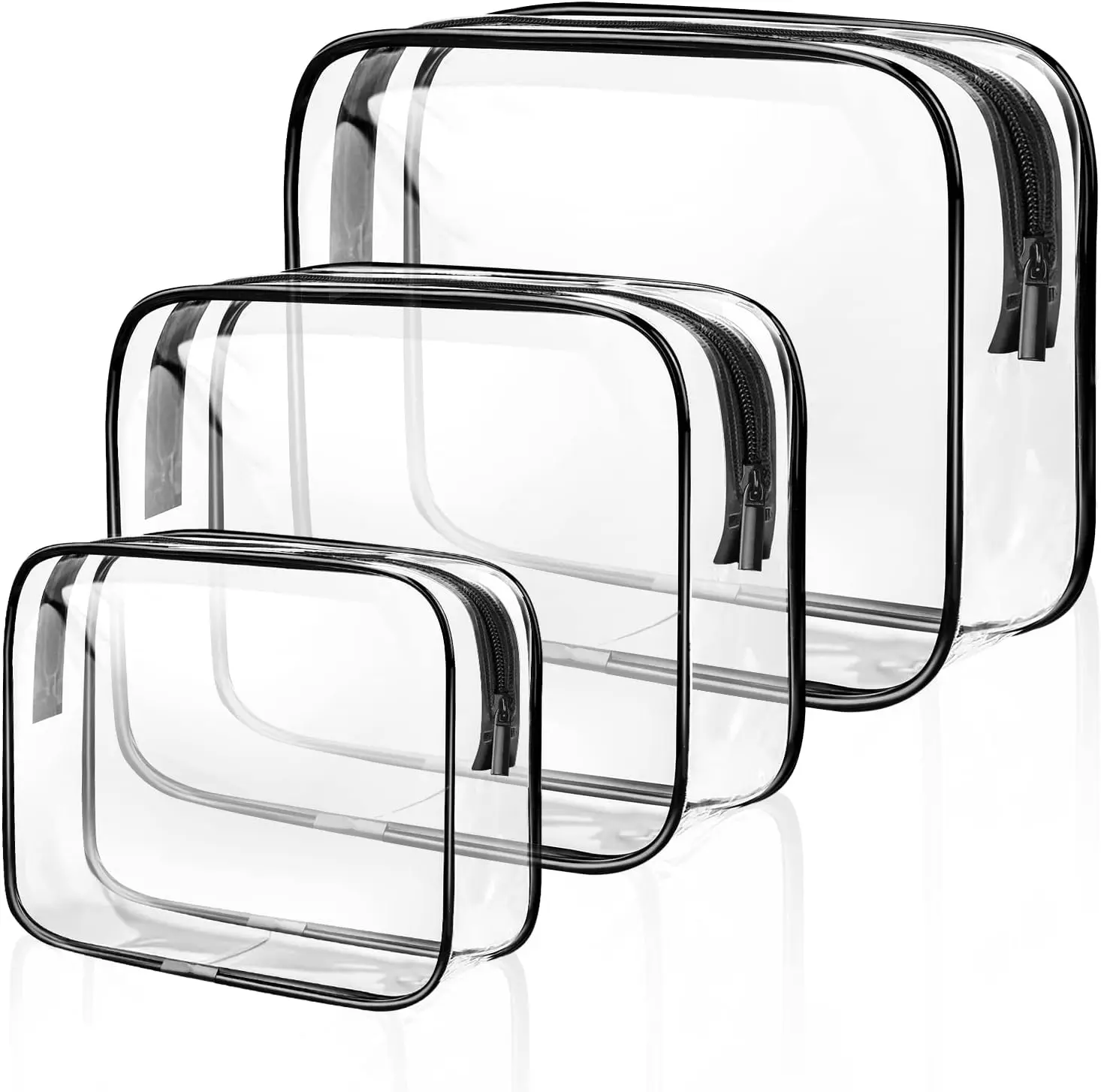 Clear Travel Toiletries Bag, 3 PCS Portable Waterproof Toiletry Bags for Women and Men, Clear Makeup Bags PVC Cosmetic Bag, Travel Accessories Wash Bag for Travelling and Holiday