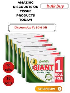 "Gentille Giant 3-Ply Thick Kitchen Towels – White, Absorbent & Durable | Bulk 18 Rolls | UK Quality"