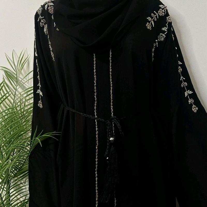 Rida Abaya with Intricate Embellishments - Essential Party Open Abaya luxury 6