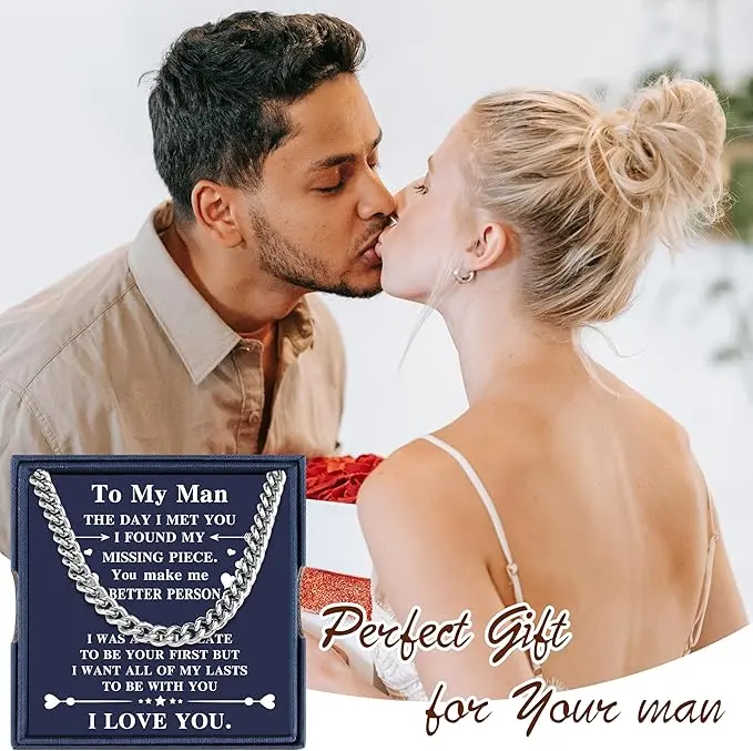 To My Man Necklace Chain Boyfriend Gifts for Him Gifts for Boyfriends Birthday Anniversary Valentines Day Gifts 5