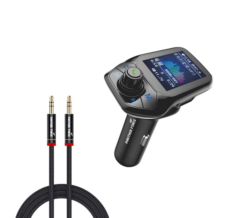Panther Force FM Transmitter - Car MP3 and Charger - 2.4A - Aux Audio Output (A2DP - 4EDR) 0