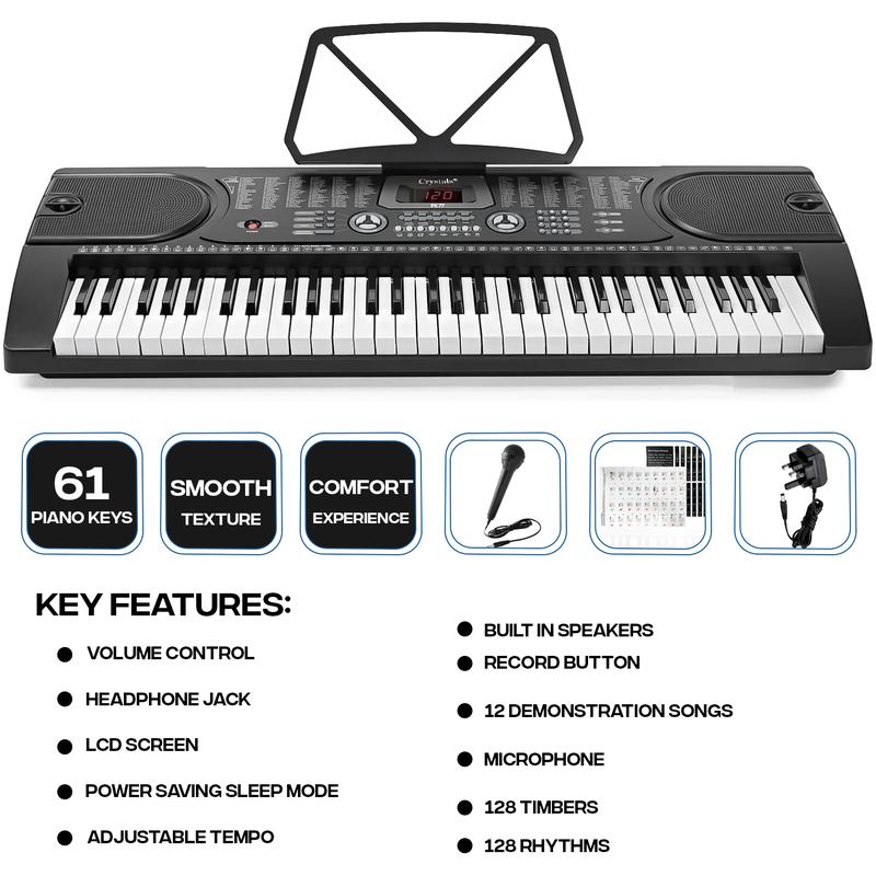 Crystals 61 Keys Electronic Teaching Keyboard Digital Music Piano Instrument with Microphone 4