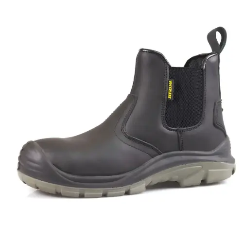 MENS LEATHER CHELSEA SAFETY BOOTS DEALER SLIP ON STEEL TOE CAP WORK SHOES SIZE LIGHTWEIGHT STEEL MIDSOLE WATERPROOF HEEL GUARD PULL ON 2