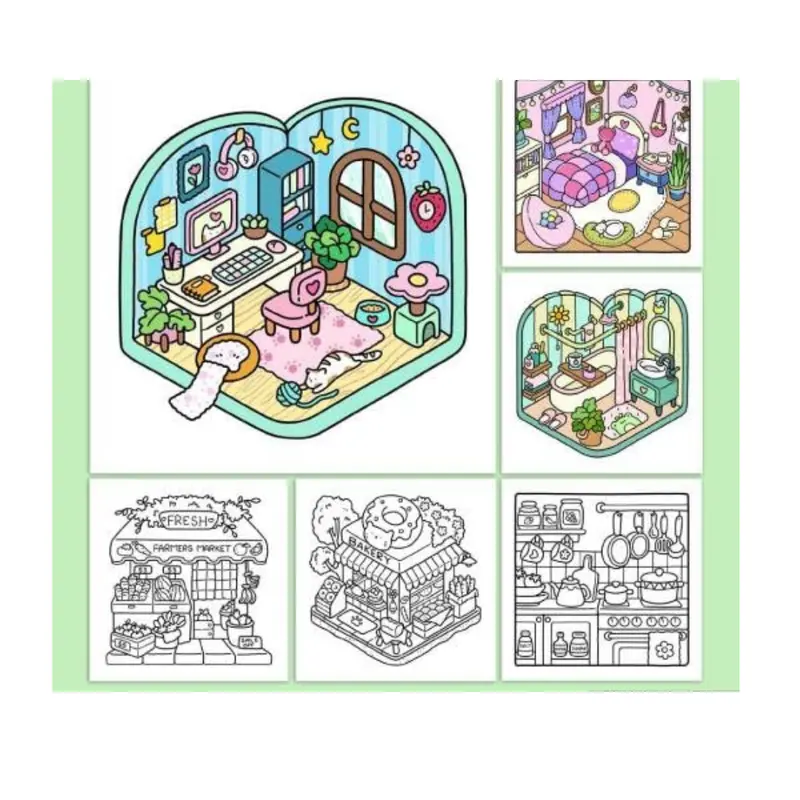 Little Corner: Coloring Book for Adults and Teens, Super Cute Designs of Cozy, Hygge Spaces for Relaxation (Cozy Spaces Coloring) 1