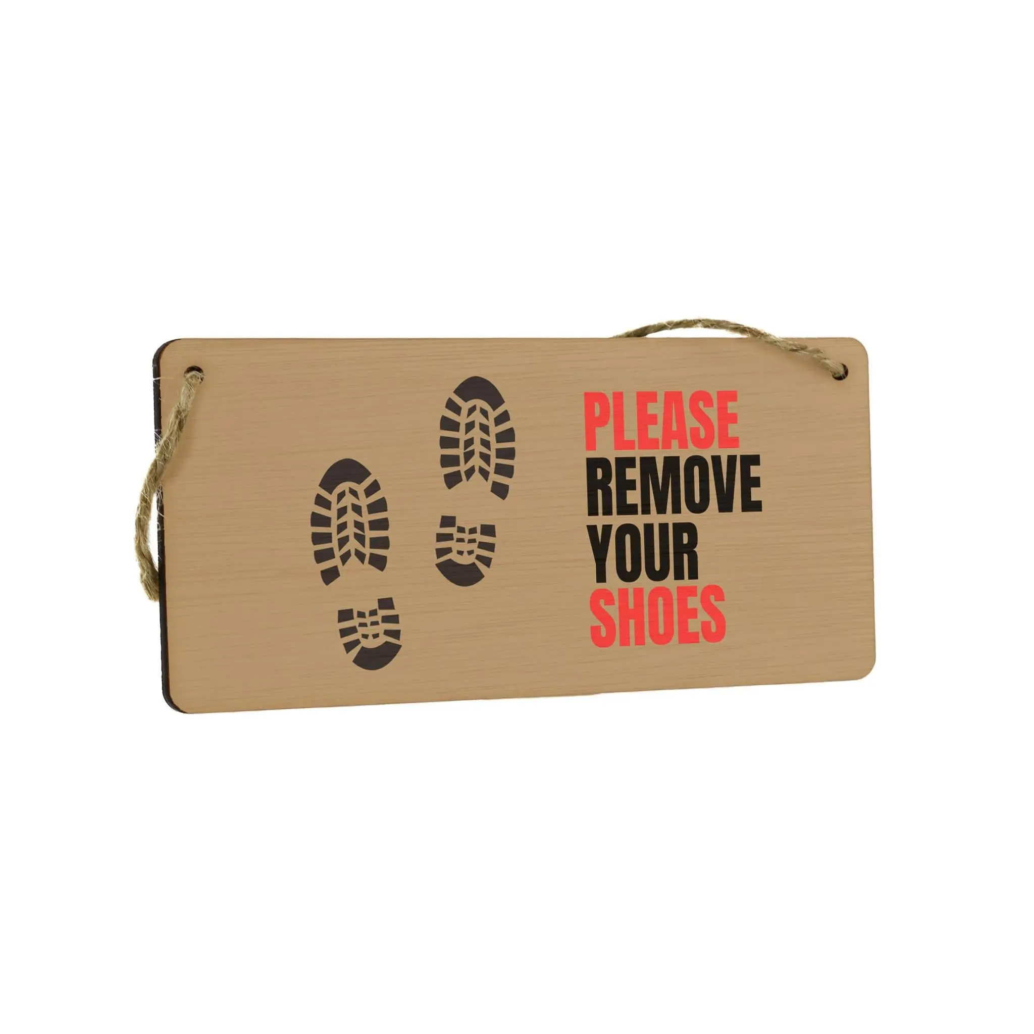 Plywood Hanging Sign - Welcome Home Decor Idea for Couples & Grandparents - Novelty Sign: Please Remove Your Shoes (smlsgn-ha23-removeshoes)