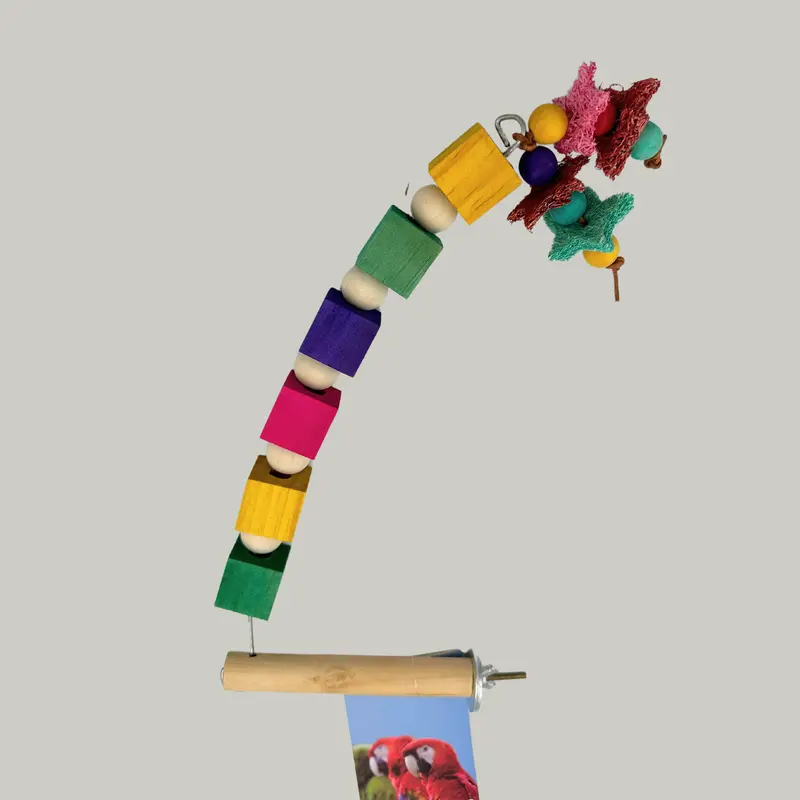 999  Block & Bead Perch Wood Large Parrot Birds Toys Budgie Cockatiel Chew Hanging Swing 1