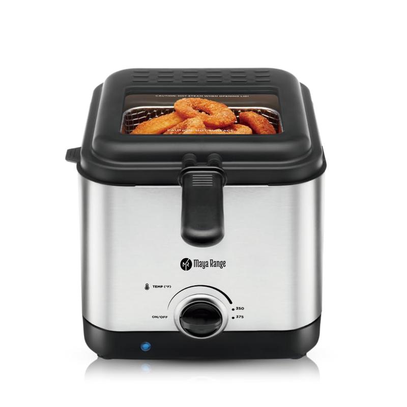 Maya Range Compact Deep Fryer, 2.5L Capacity, Stainless Steel, Temperature Control, Removable Basket, Cool touch Lid 1000W 8