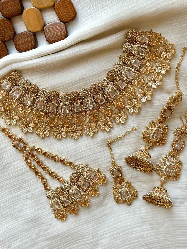 New Bridal Party Necklace Jhumka Jhoomer Tikka set 4