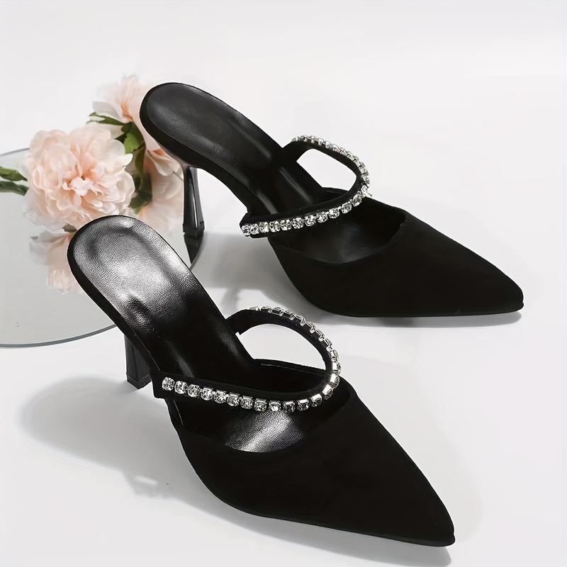 Product Introduction of Luxury Stiletto Heels - Backless, Rhinestone Embellished, Pointed Toe, Slip-On Design, Elegant Party Shoes for Women - Perfect for Banquets, Weddings, and Formal Events 3