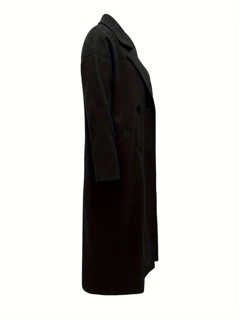 Product Introduction of Elegant Thermal Double-Breasted Lapel Coat - Soft, Warm, and Chic Long Sleeve Midi Length Design for Fall and Winter - Women's Stylish Clothing for Cold Weather 3