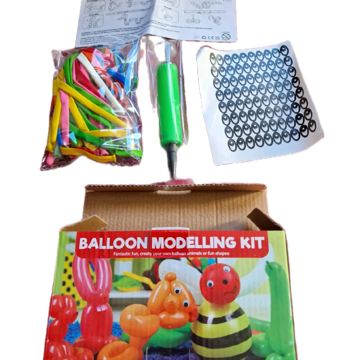 Global Gizmos Classic Balloon Animal Modelling Kit with Pump and 32 Balloons Set