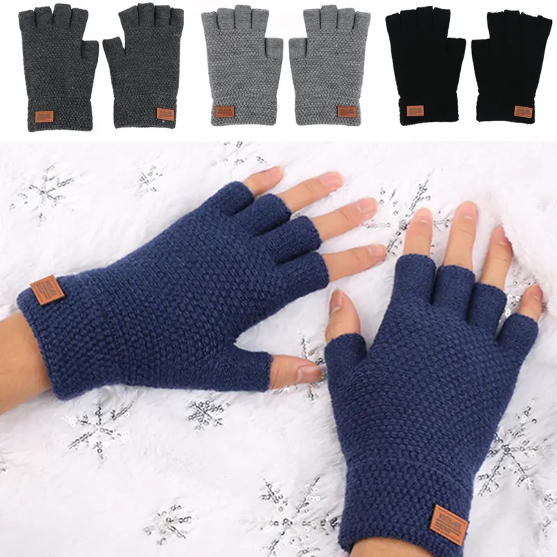 ATRACTIVOLL 1/3pair Men's and women's gloves winter warm alpaca hair fingerless knit gloves Work warm gloves Outdoor cycling touchscreenable gloves 3