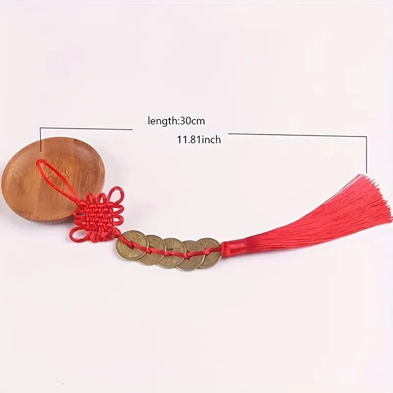Lucky Red Chinese Knot with 5 Coins - Feng Shui Fortune Charm for Home & Office Decor, Perfect Valentine's Day or New Year Gift 4