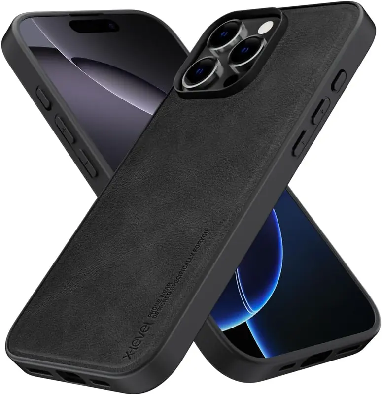 Leather Slim Case For IPHONE 11 12 13 14 15 16 Pro max Cover Military Grade Drop Protection, Non - Slip Anti - Fingerprint Soft PU Leather Scratch-Resistant Back Shockproof Mobile Phone Case Durable Protective Cellphone Casing 4