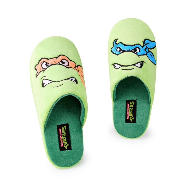 Vanilla Underground x Teenage Mutant Ninja Turtles Mens Green Character Face Mule Slippers 3