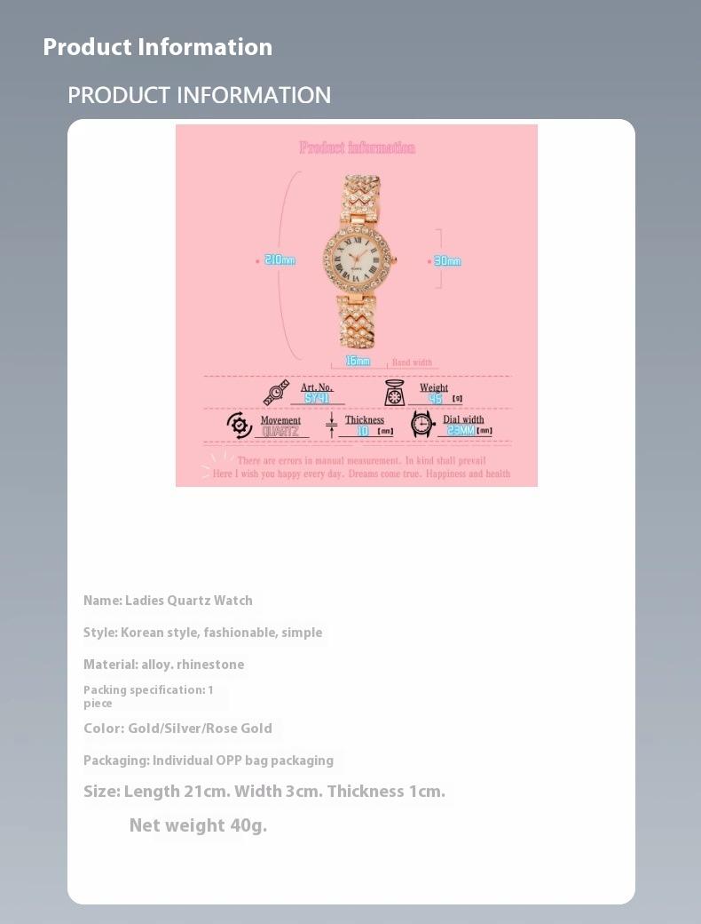 Product Introduction of Fashion Jewelry 2pcs Luxury Fashion Women Watch Set Silver Strap Ladies Quartz Wristwatch Alloy Bracelet For Ladies Jewelry Set Clock Gift 11