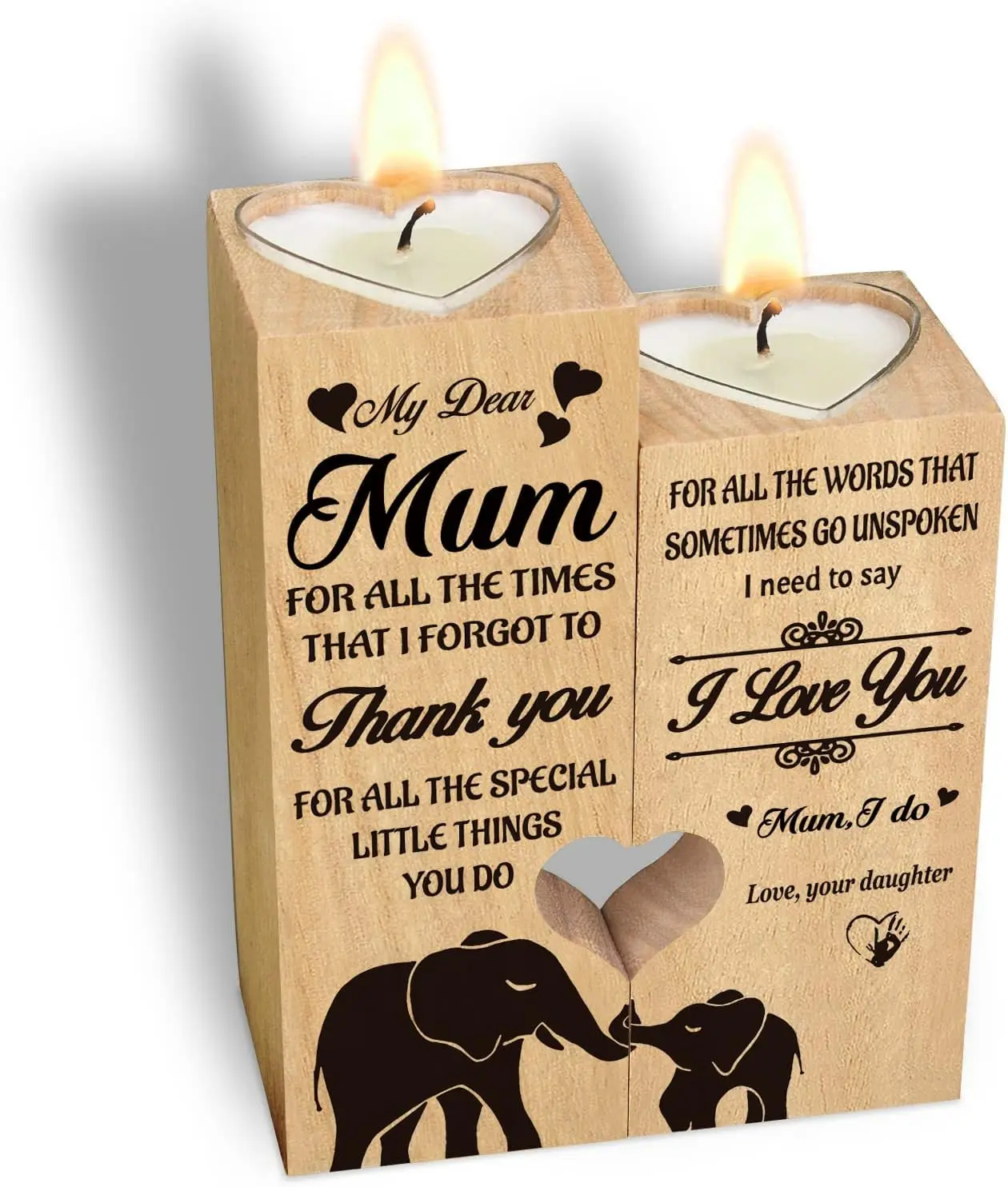 Heart-shaped Candlestick-Candle Valentines Decoration-Birthday-Wooden - mum gifts birthday gifts for mum candle holder,Mum Gifts From Daughter Light Set Mother Hollow Ornaments