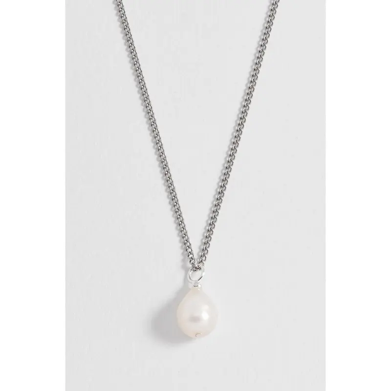 Men's Fine Curb Chain and Pearl Necklace 3