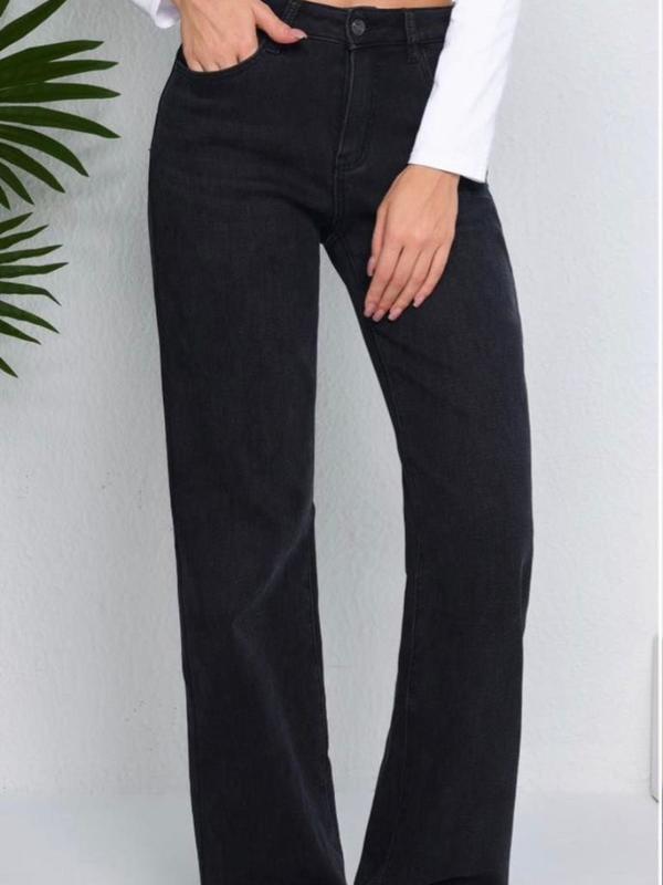 Viral Stretchy Fleece  Wide Straight Leg Dad-Fit High Wasited Fleece Jeans  Comfort Very  Soft Size XS to XL 5