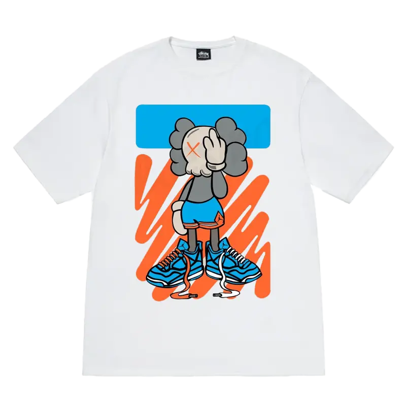 RETRO RETRO KAWS x OFF-W DESIGN GRAPHIC TSHIRT - Premium Cotton Tee for Men - Soft and Breathable Material - Tshirt, Streetwear