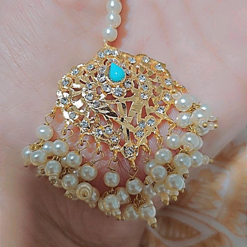 haydrabadi pendant set with white pearl 4