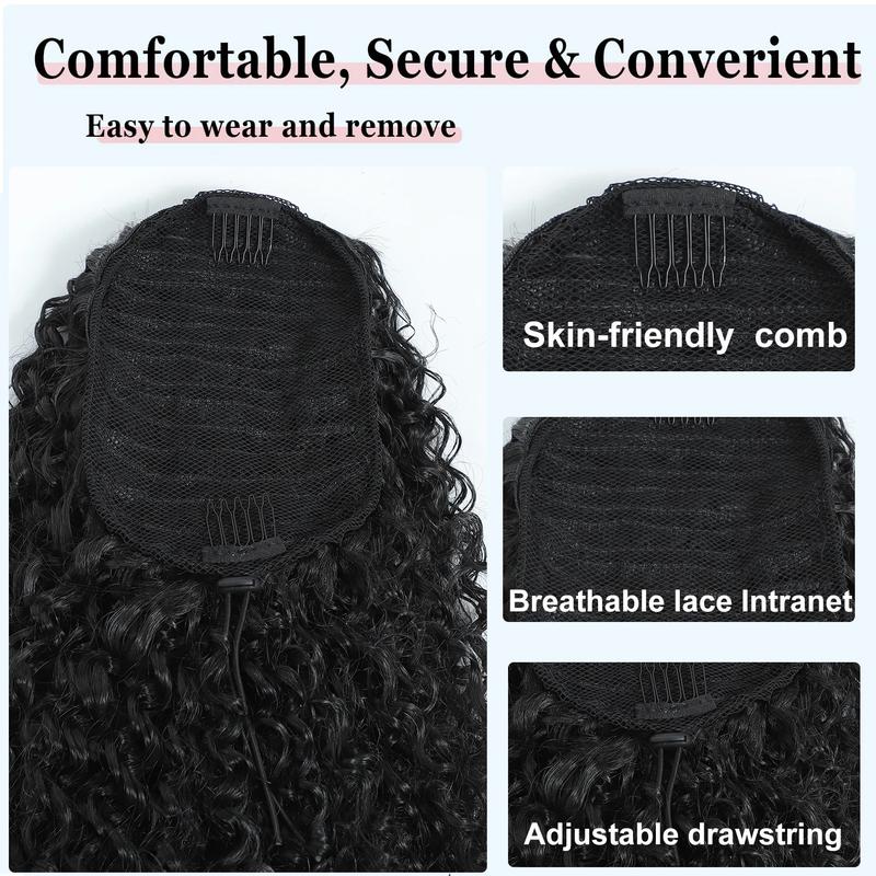 Product Introduction of Long Fluffy Curly Hair Ponytail for Women Synthetic Kinky Curly Ponytail Hair Extensions 20 Inch Afro Curly Hairpieces Fake Tail hair  extensions 10