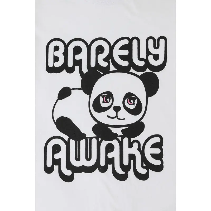 Girls Panda 'Barely Awake' Short Cotton Pyjamas 3