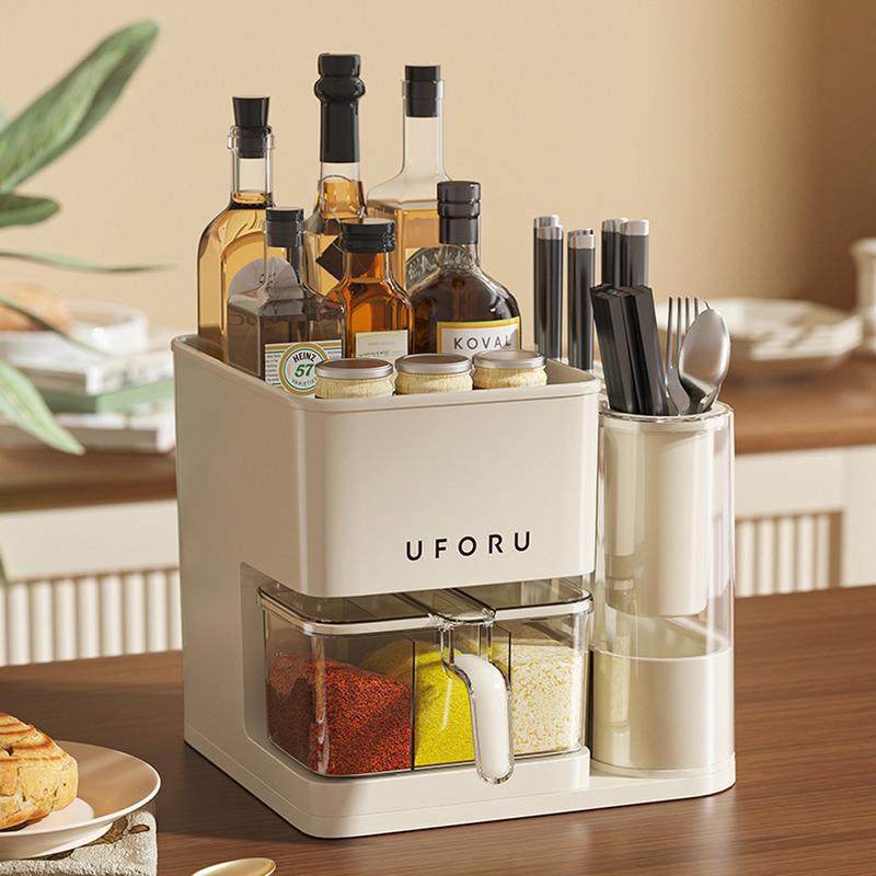 Livingandhome 3-in-1 Kitchen Seasoning Box Spice Rack Knife Block Organiser 1
