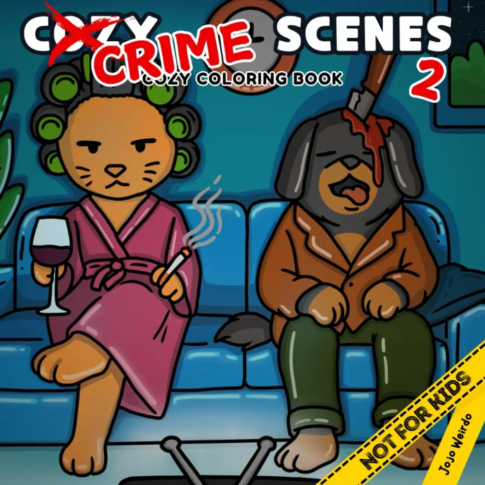 Cozy Crime Scenes 2: A Cute and Comfy colouring Book for Adults – 40 Hand-Drawn Hygge vibes Crime Scenes to Color for Stress Relief Paperback