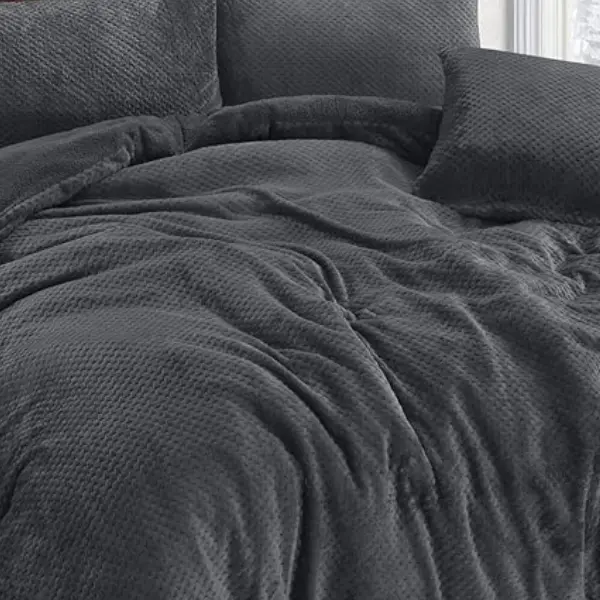 Teddy Bear Fleece Waffle Duvet Cover Set With Matching Pillowcase