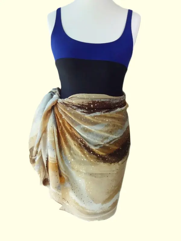 The Multi-Way Sand Beige Super Soft Lightweight Sparking Glitter Sarong | Beach Cover-up | Holiday Dress | Scarf | Shawl 0