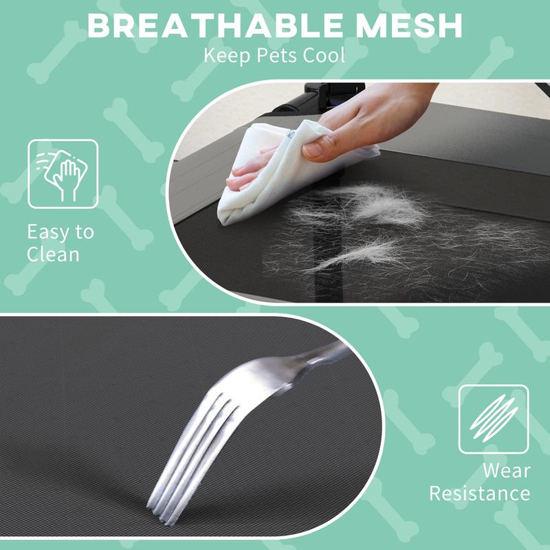 PawHut Cooling Raised Pet Bed w/ Washable Breathable Mesh, for Small Medium Dogs, 76 x 61 x 69.5cm - Light Grey 5