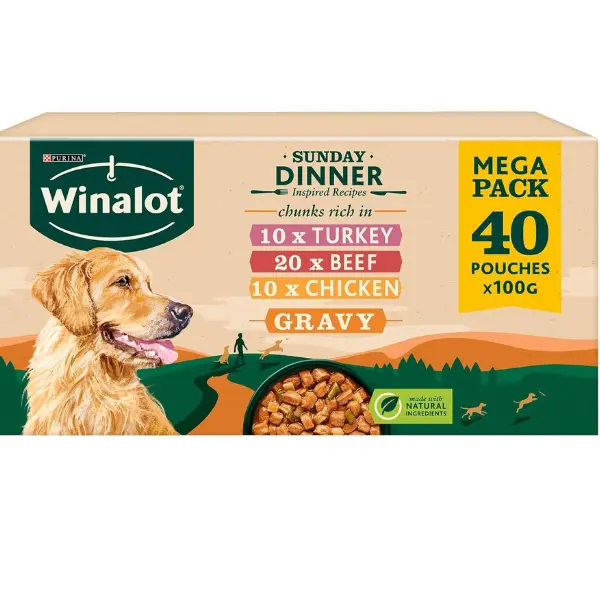 WINALOT Mixed in Gravy Wet Dog Food 40x100g